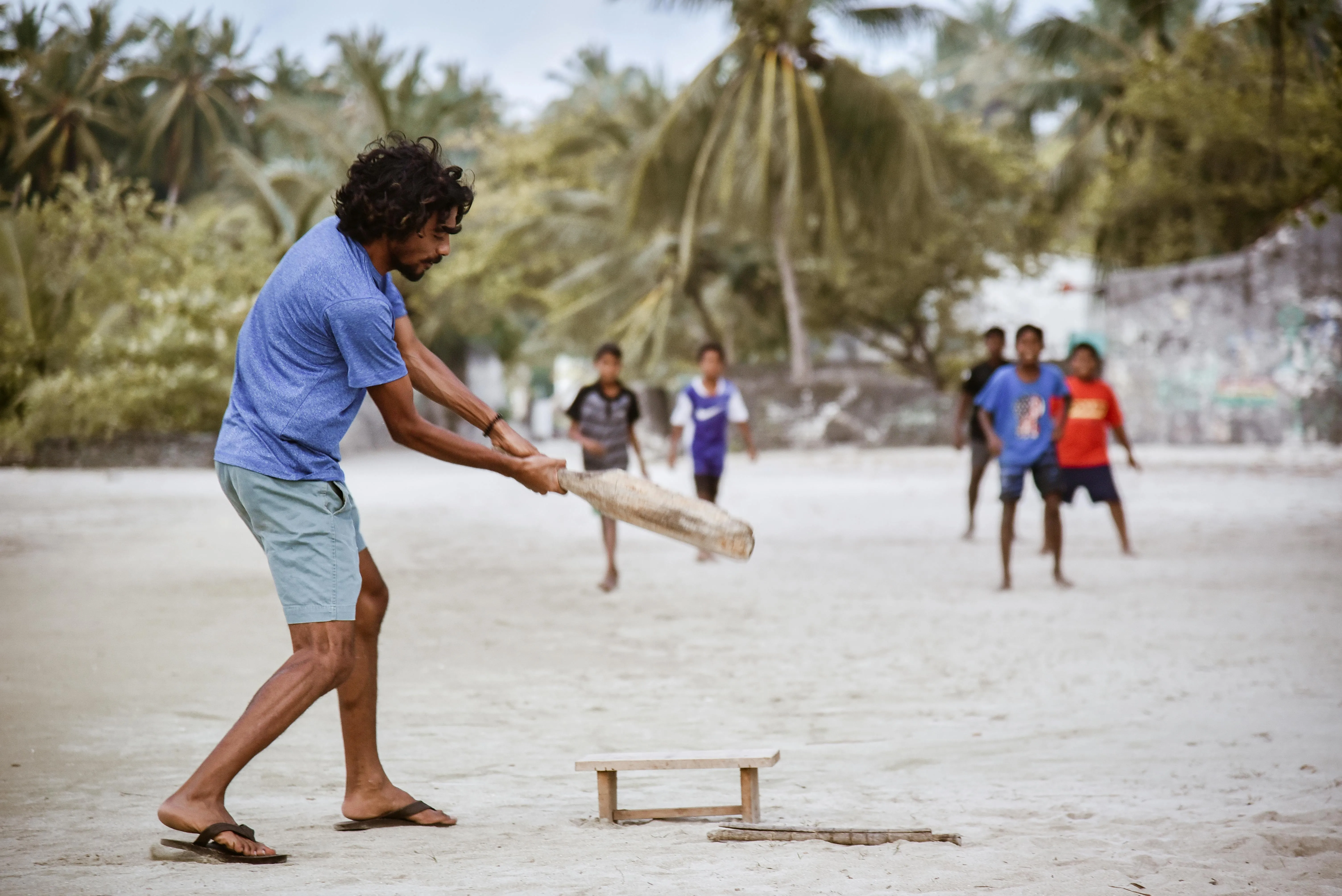 Cricket player batting